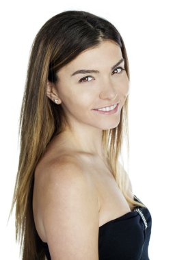 Portre yakın çekim genç güzel sarışın kadın