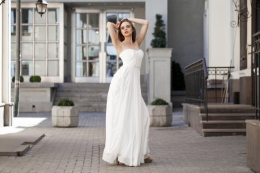 uzun bacaklı wea kadınla güzel model tam uzunlukta portresi