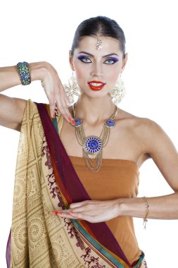 Hint elbise genç güzel kadın