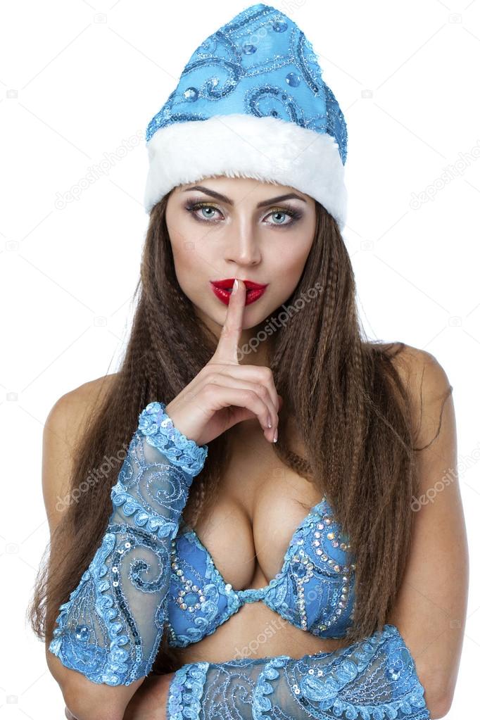 Young beautiful woman dressed as Russian Snow Maiden