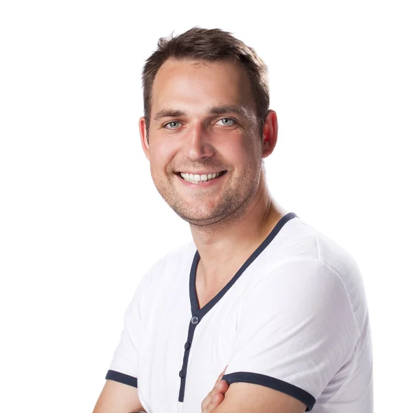 Jong casual man portret geïsoleerd op witte achtergrond — Stockfoto