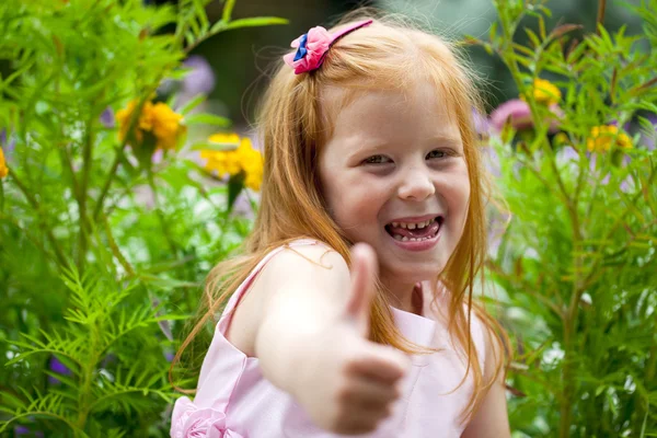 Close up, portrait of little red headed girl — Stock Photo, Image