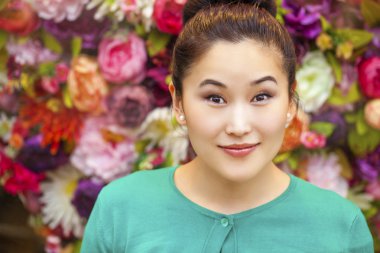 Asya Güzellik yüz dikey, temiz ve taze zarif Bayan