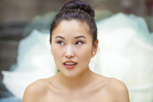 Ázsiai szépség arc portré tiszta és friss elegáns hölgy — Stock Fotó