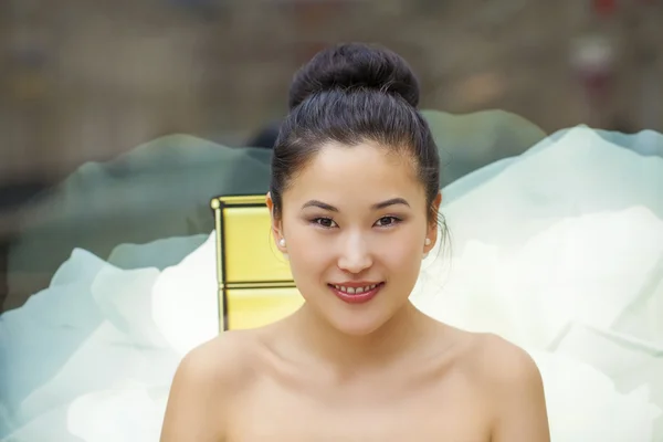 Azjatyckie piękno portret twarz z czystego i świeżego dama elegancki — Zdjęcie stockowe