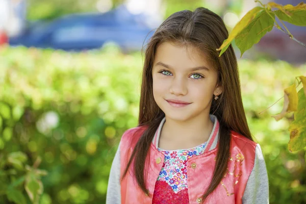 Beautifal liten flicka i parken hösten — Stockfoto