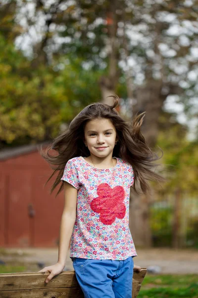 Bellissima bambina nel parco autunnale — Foto Stock