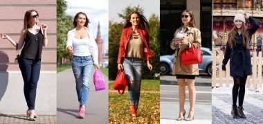 Kolaj beş moda genç kadın 