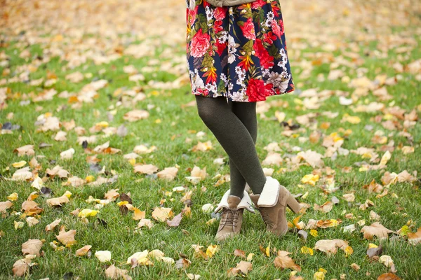 Mallas de lana femenina y zapatos de otoño —  Fotos de Stock