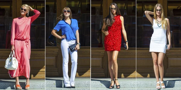 Collage four sexy women, street fashion — Stock Photo, Image