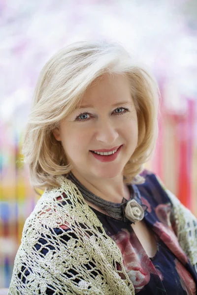 Close up facial portrait of a beautiful senior woman — Stock Photo, Image