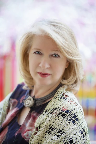 Close up facial portrait of a beautiful senior woman — Stock Photo, Image