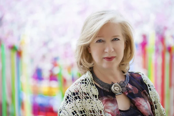 Close up facial portrait of a beautiful senior woman — Stock Photo, Image