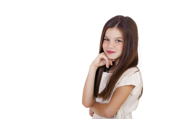 Retrato de una encantadora niña morena —  Fotos de Stock