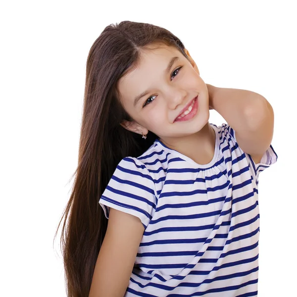 Porträt eines charmanten kleinen Mädchens, das in die Kamera lächelt — Stockfoto