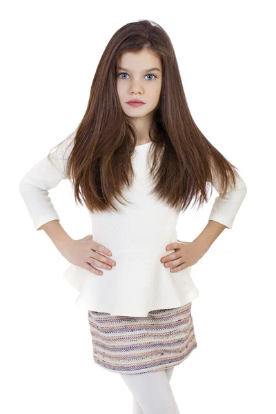 Portrait of a charming brunette little girl — Stock Photo, Image