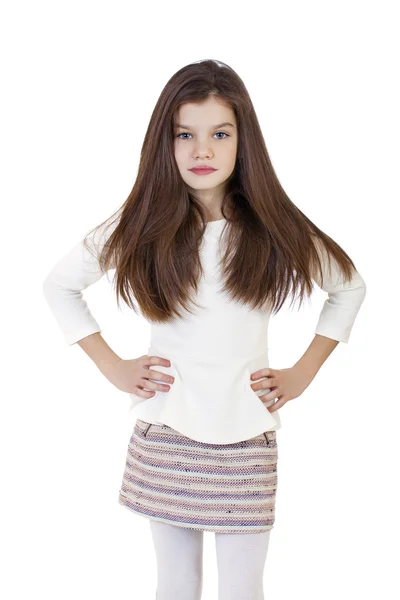 Portrait of a charming brunette little girl — Stock Photo, Image