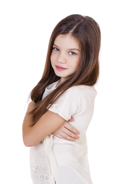 Porträt eines charmanten brünetten kleinen Mädchens — Stockfoto