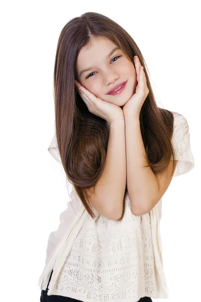 Portrait of a charming brunette little girl — Stock Photo, Image