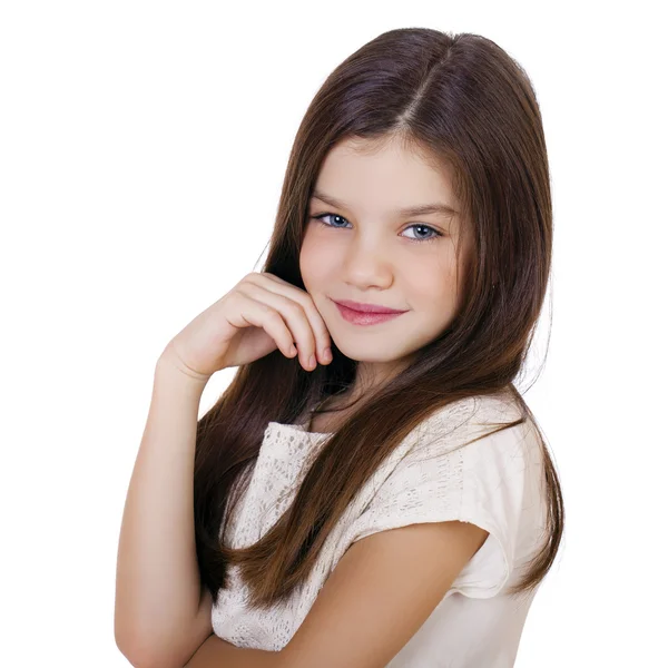 Portrait of a charming brunette little girl — Stock Photo, Image