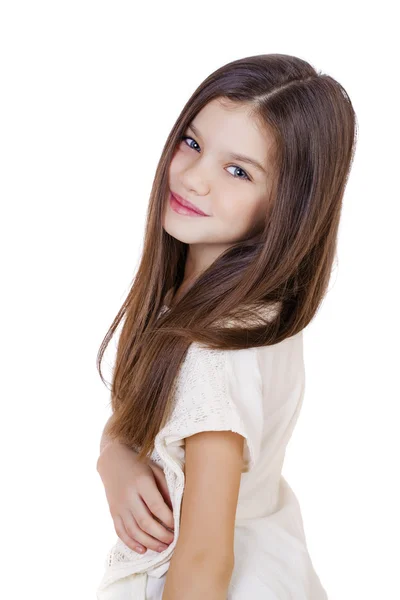 Portrait of a charming brunette little girl — Stock Photo, Image