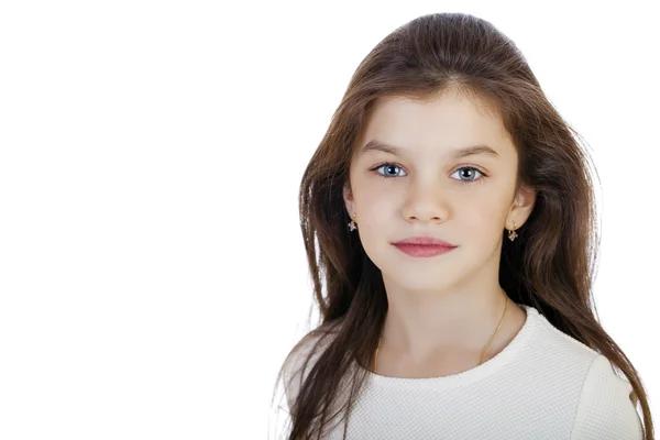 Portrait of a charming brunette little girl — Stock Photo, Image