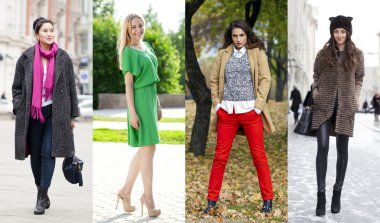 Kolaj moda giysiler için dört farklı modelleri 