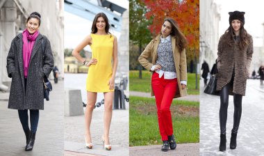 Kolaj moda giysiler için dört farklı modelleri 
