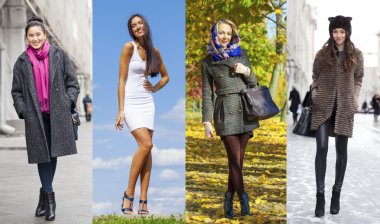 Kolaj moda giysiler için dört farklı modelleri 