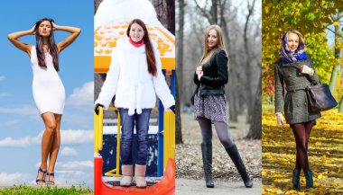 Kolaj moda giysiler için dört farklı modelleri 