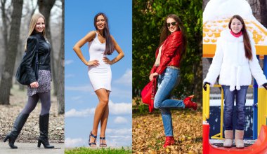 Kolaj moda giysiler için dört farklı modelleri 