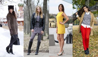 Kolaj moda giysiler için dört farklı modelleri 