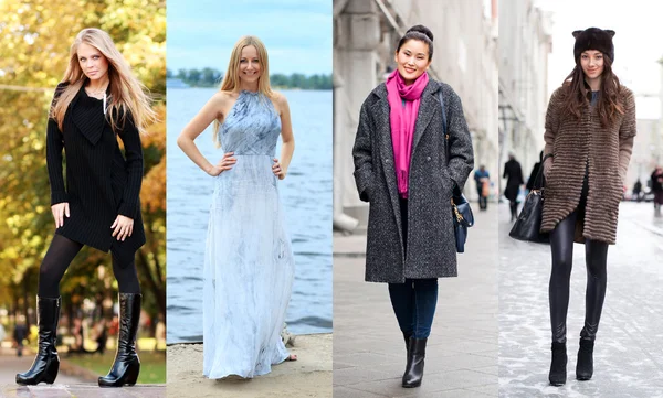 Колаж з чотирьох різних моделей в модному одязі для — стокове фото