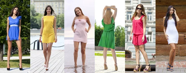 Krásná mladá žena v modré sexy šaty — Stock fotografie