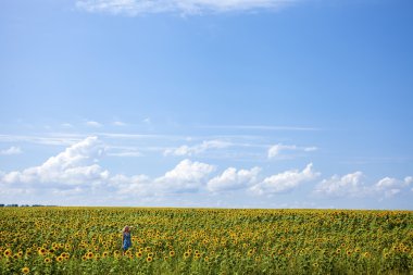 Bir arka plan üzerinde mavi elbiseli güzel bir genç kız portresi