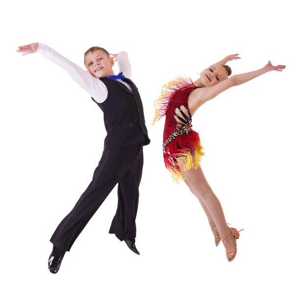 Young dancers jumping in the studio — Stock Photo, Image