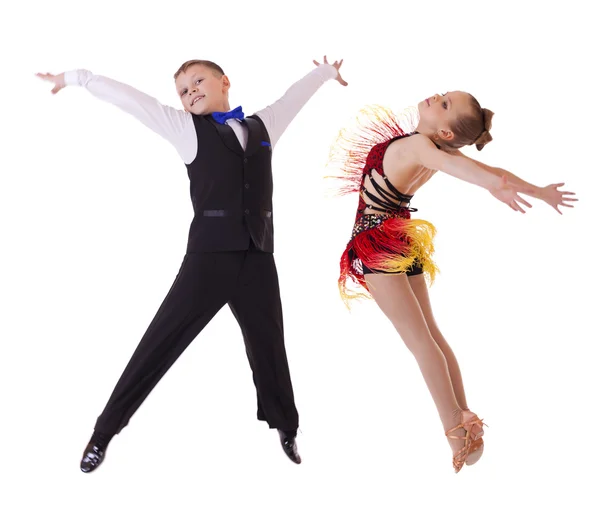 Młodych tancerzy skoków w studio — Zdjęcie stockowe
