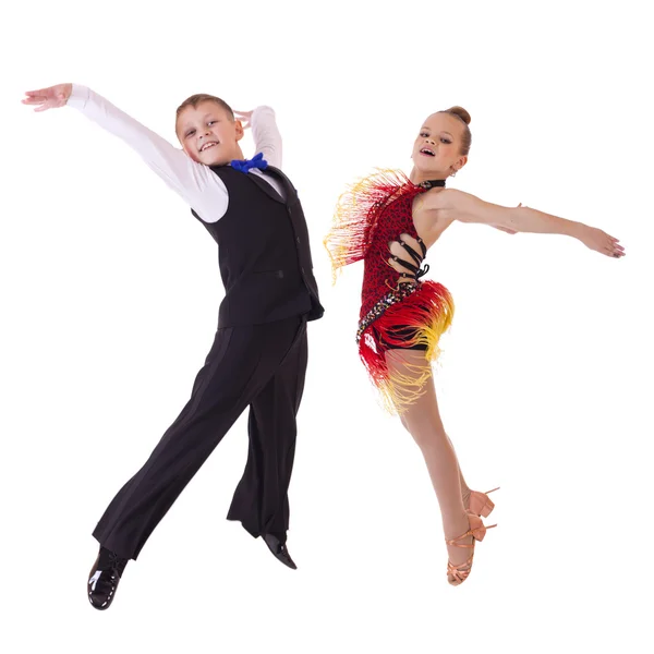 Young dancers jumping in the studio — Stock Photo, Image