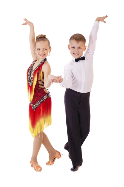 Happy little girl in blue dancing dress Stock Photo