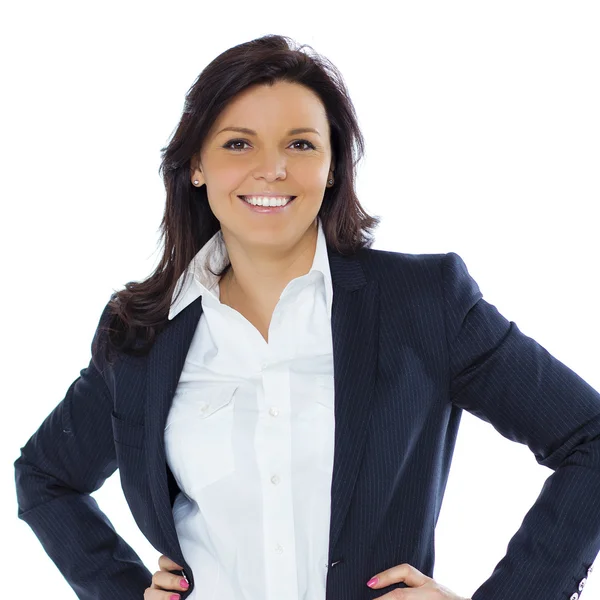 Retrato de una mujer de negocios sonriente, aislada sobre fondo blanco —  Fotos de Stock