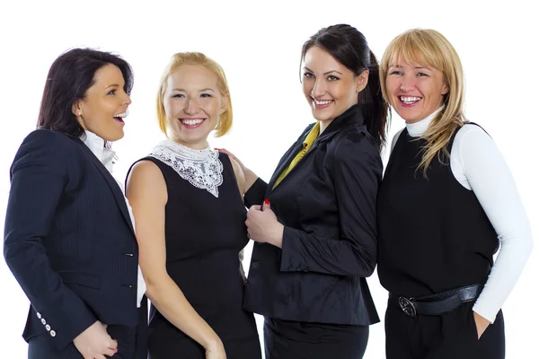 Un equipo de cuatro mujeres de negocios en un fondo blanco. Negocios wo — Foto de Stock