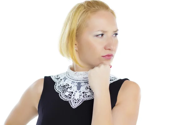 Retrato de una mujer de negocios rubia aislada sobre fondo blanco —  Fotos de Stock