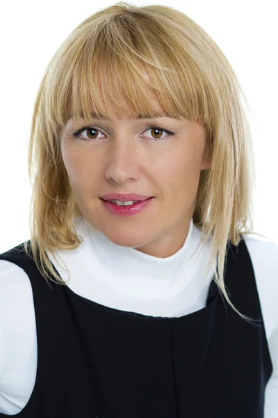 Retrato de uma mulher de negócios loira isolada no fundo branco — Fotografia de Stock