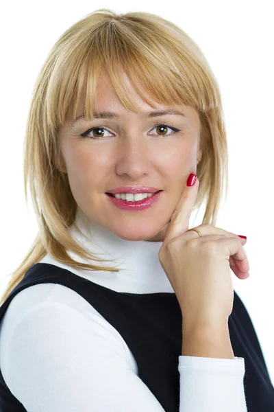 Retrato de uma mulher de negócios loira isolada no fundo branco — Fotografia de Stock