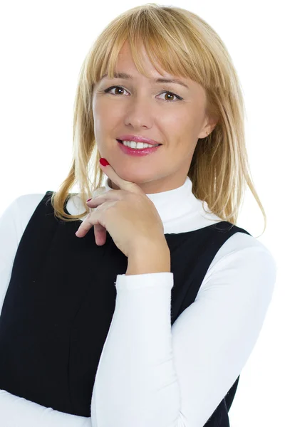 Retrato de uma mulher de negócios loira isolada no fundo branco — Fotografia de Stock