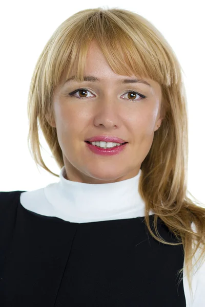 Retrato de uma mulher de negócios loira isolada no fundo branco — Fotografia de Stock