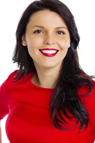 Sexy young woman in red dress — Stock Photo, Image