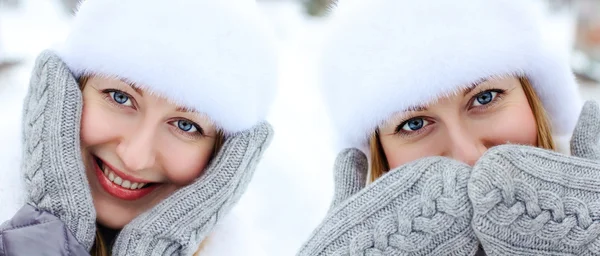 Зимний портрет молодой женщины — стоковое фото