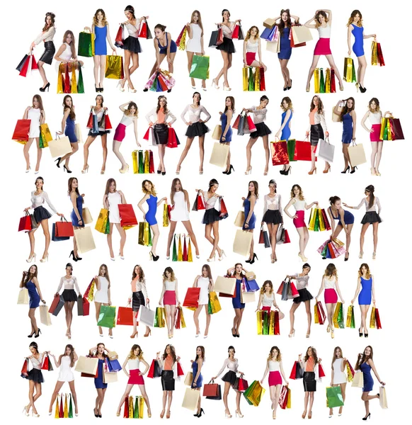 Collage Shopping People — Stock Photo, Image