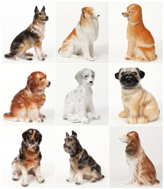 Kolaj bir köpek seramik heykel